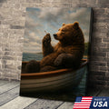 The Chill Bear on the Boat Wall Art Canvas – Funny Relaxed Wall Art for Men
