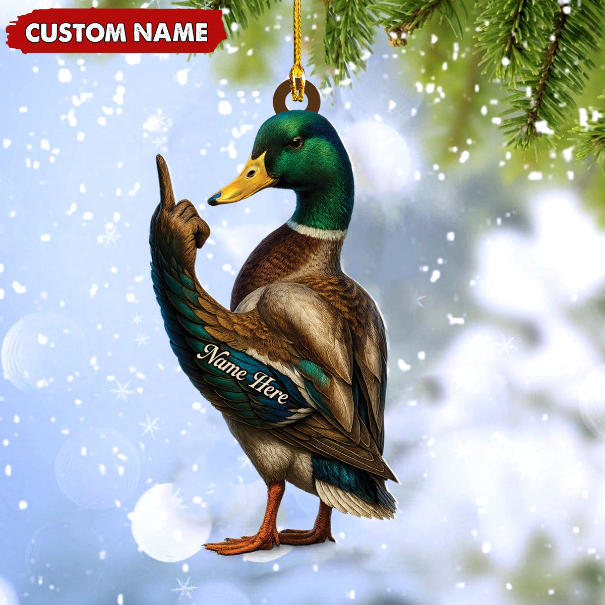 Personalized Funny Duck Fukin' Finger Hunting Acrylic Christmas Ornament – Custom Gift for Hunters