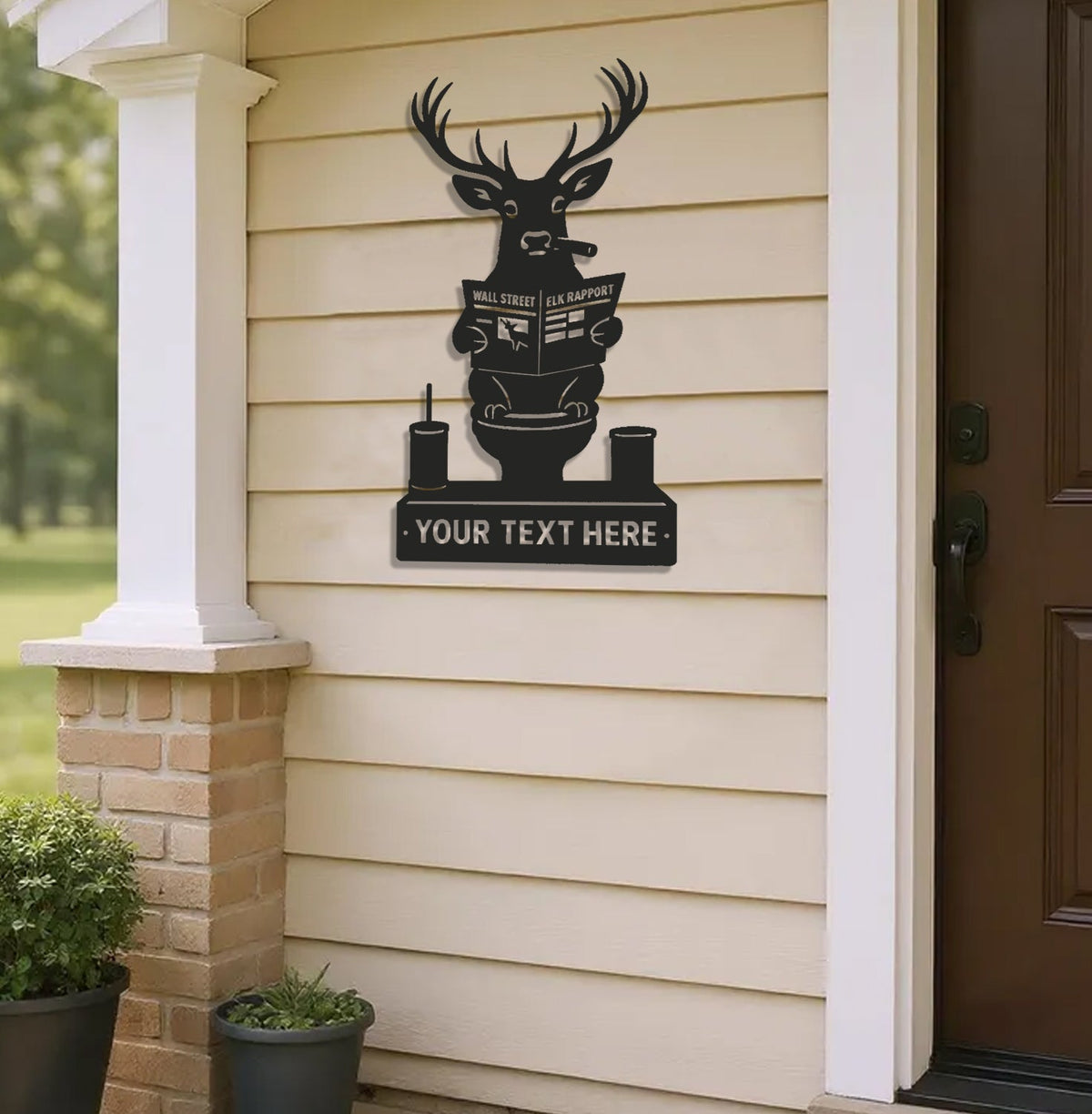 Personalized Deer Bathroom Humor Metal Sign WITH LED/WITHOUT LED, Rustic Hunting Cabin Wall Decor