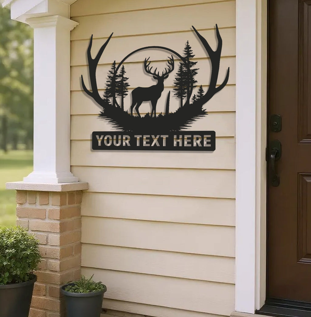 Personalized Deer Antler Metal Sign WITH LED/WITHOUT LED, Custom Name Buck Light