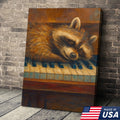 Sleeping Raccoon Wall Art Canvas - Cozy Animal Wall Decor, Cute Raccoon Painting