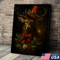 Christmas Deer Canvas Wall Art – Rustic Holiday Decor for Cabin & Lodge