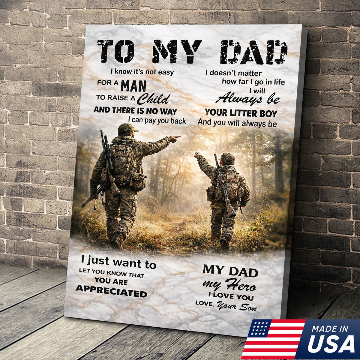 Personalized To My Dad Hunting Canvas Wall Art Father Son Love Gift Deer Hunter Decor