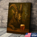 Funny Mountain Goat Smoking & Beer Canvas Wall Art - Hunting Perfect Gift for Hunters