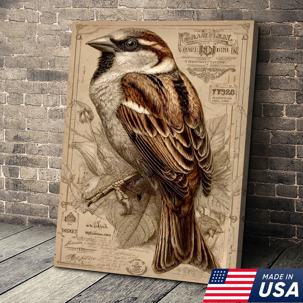 Vintage Sparrow Elegance Canvas