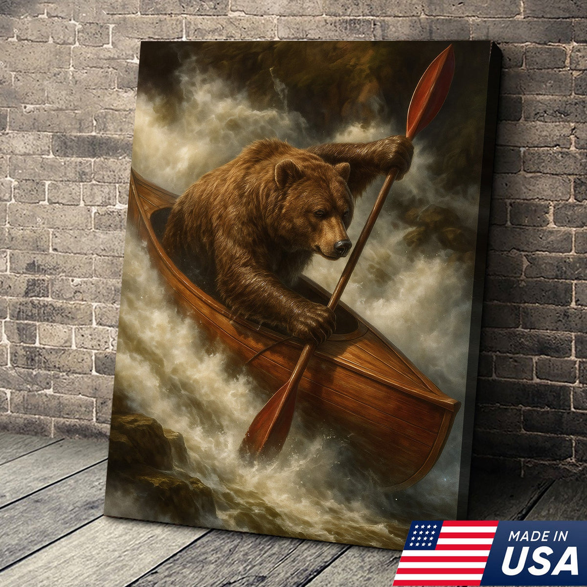 Bear Kayak Adventure Canvas – Epic Wall Art Gift for Outdoor Lovers, Campers & Adventurers