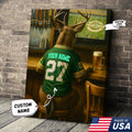 Custom Deer Football Canvas Wall Art – Personalized Deer Watching Sports Drinking Funny Sports Bar Decor