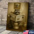 Funny Raccoon Bathroom Canvas Wall Art – Rustic Lodge Cabin Decor Toilet Humor