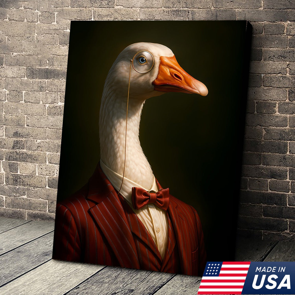 Gentleman Goose Wall Art Canvas - Fancy Goose Portrait, Vintage Animal Decor