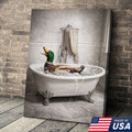 Duck Bathroom Canvas Print – Funny Duck In Bathtub Wall Art