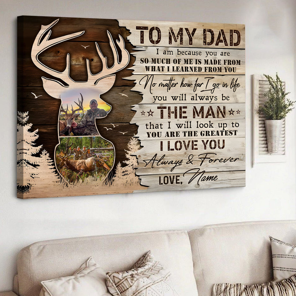 Personalized Hunting Dad Canvas – To My Dad Gift from Son Custom Deer Photo Wall Art