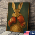 Funny Bunny Boxer Canvas – Sports Animal Wall Art for Gym, Boxing Lovers, Rustic Man Cave Decor