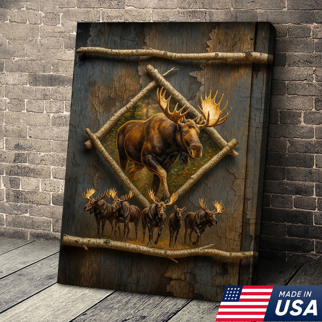 Majestic Moose Canvas Wall Art – Rustic Cabin Decor & Perfect Gift for Hunters