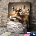Funny Deer Canvas Wall Art Morning Coffee Newspaper Animal Humor Decor