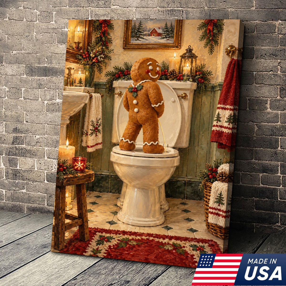 Naughty Gingerbread Christmas Canvas