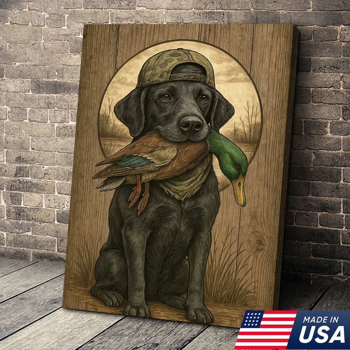 Duck Hunting Dog Still Life Canvas – Rustic Cabin Wall Art for Hunters & Outdoorsmen