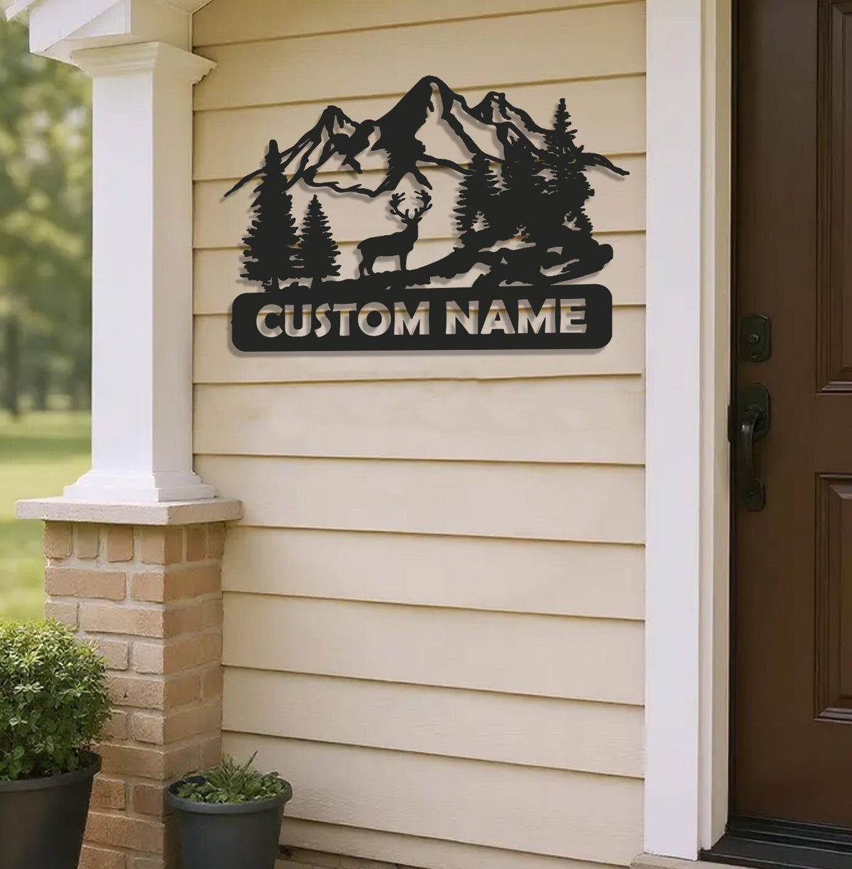 Personalized Deer Metal Sign WITH LED/WITHOUT LED - Mountain Cabin Name Sign