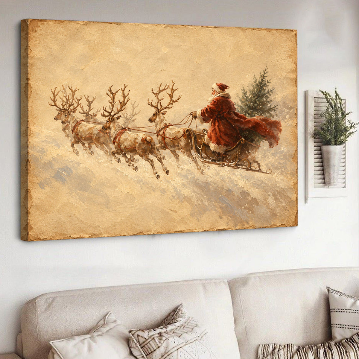 Vintage Santa Sleigh Canvas