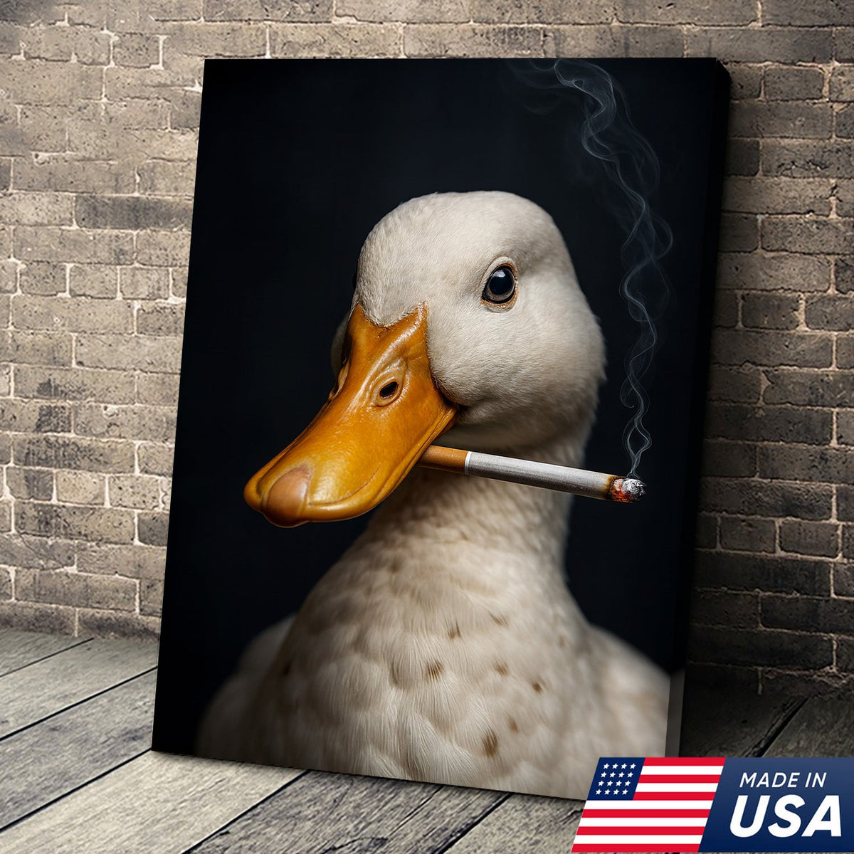 Smoking Duck Wall Art Canvas – Funny Farmhouse Decor for Men, Bar, Garage & Man Cave