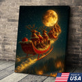 Magical Santa Sleigh and Reindeer Canvas – Christmas Wall Art Gift for Hunters & Holiday Lovers
