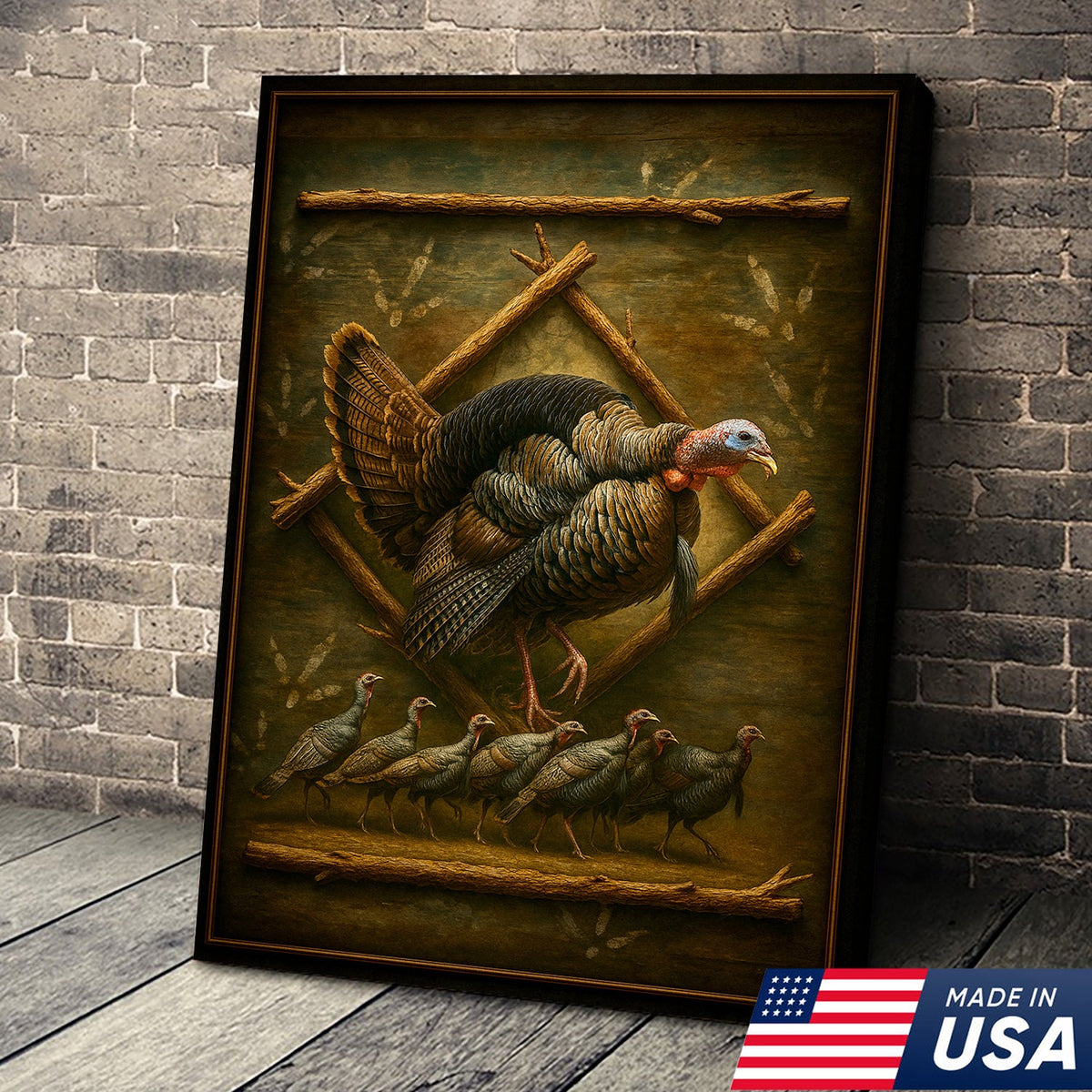 Wild Turkey Canvas Wall Art – Rustic Farmhouse Decor & Perfect Gift for Hunters