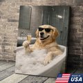 Golden Retriever Bath Canvas Wall Art, Funny Dog Bathroom Decor
