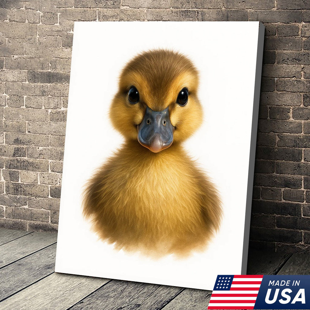 Minimalist Duckling Canvas Wall Art, Cute Baby Duck Portrait, Modern Animal Nursery Print