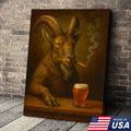 Funny Mountain Goat Smoking And Beer Canvas Wall Art - Hunting Perfect Gift for Hunters
