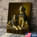 Elegant Dog Portrait Christmas Canvas Wall Art – Classic Plaid Outfit Decor