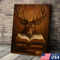 Wise Deer Canvas Wall Art – Rustic Library & Cabin Decor