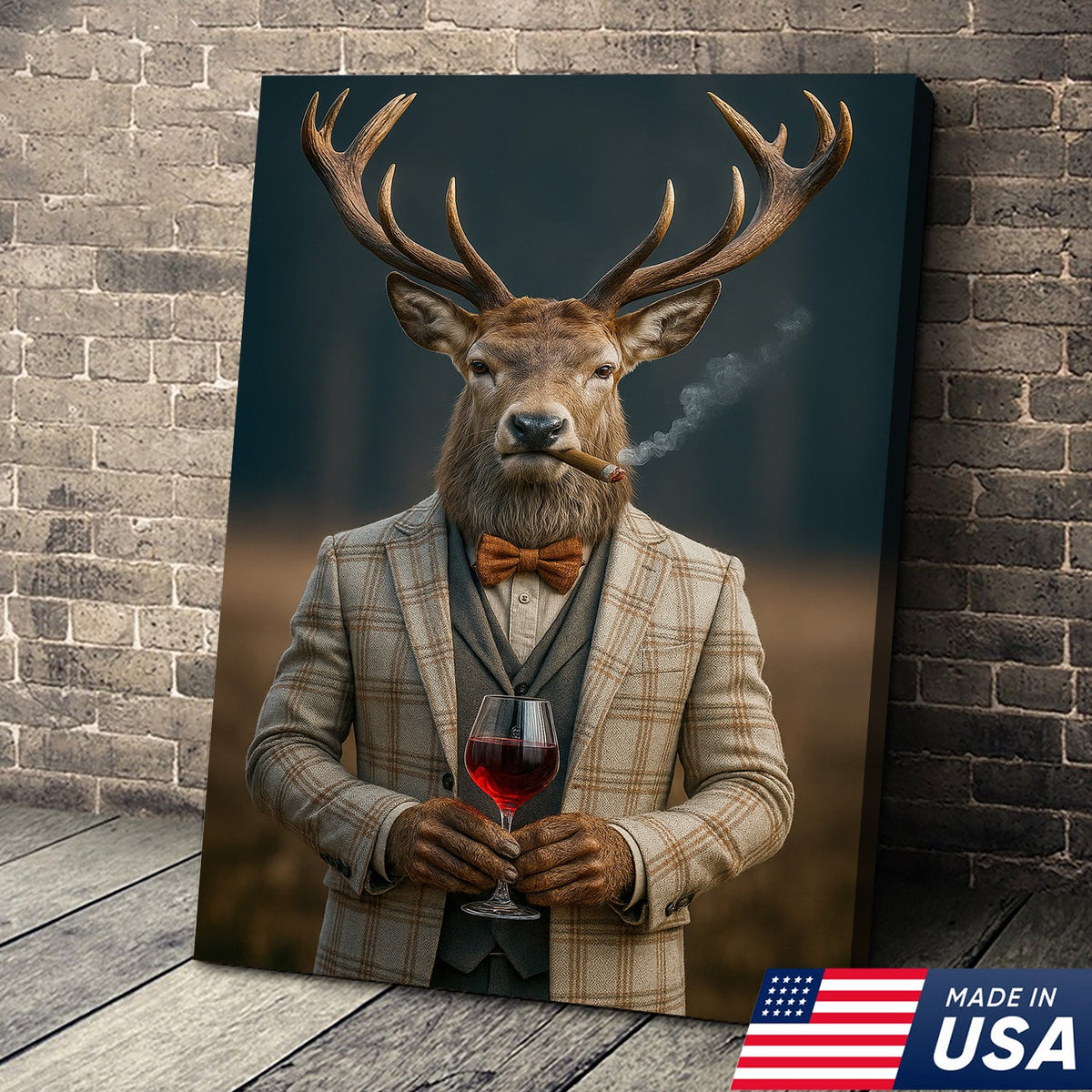Gentleman Deer Portrait Canvas – Rustic Lodge Wall Art for Hunters & Outdoorsmen