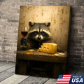 Raccoon with Wine and Cheese Canvas – Funny Bar Wall Art, Gentleman Gift for Men