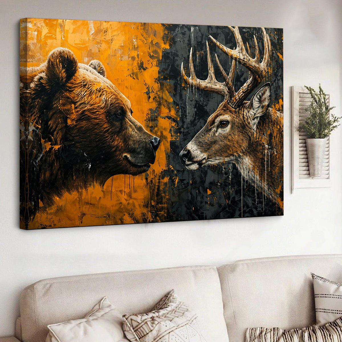 Wild Rivals Bear & Buck Canvas