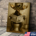 Moose Toilet Humor Canvas – Hilarious Bathroom Wall Art for Rustic Cabin, Hunters