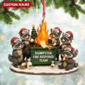 Personalized Dumpster Fire Response Team Christmas Ornament, Custom Name Raccoon Office Crew Gift, Funny Workplace Dumpster Fire Holiday Decor