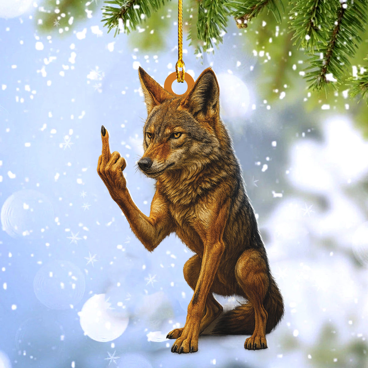 Personalized Funny Coyote Fukin' Finger Hunting Acrylic Christmas Ornament – Custom Gift for Hunters
