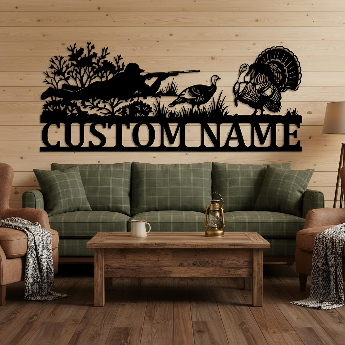 Personalized Name Turkey Hunter Cabin Lodge Decor
