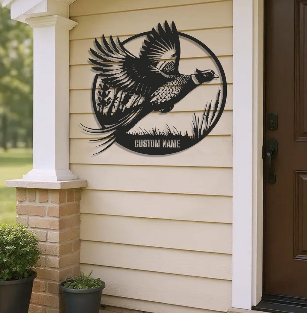 Personalized Pheasant WITH/WITHOUT Led Light Metal Sign – Custom Hunting Decor for Home