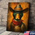 Cowboy Duck Portrait Canvas – Rustic Western Wall Art for Man Cave & Lodge Decor