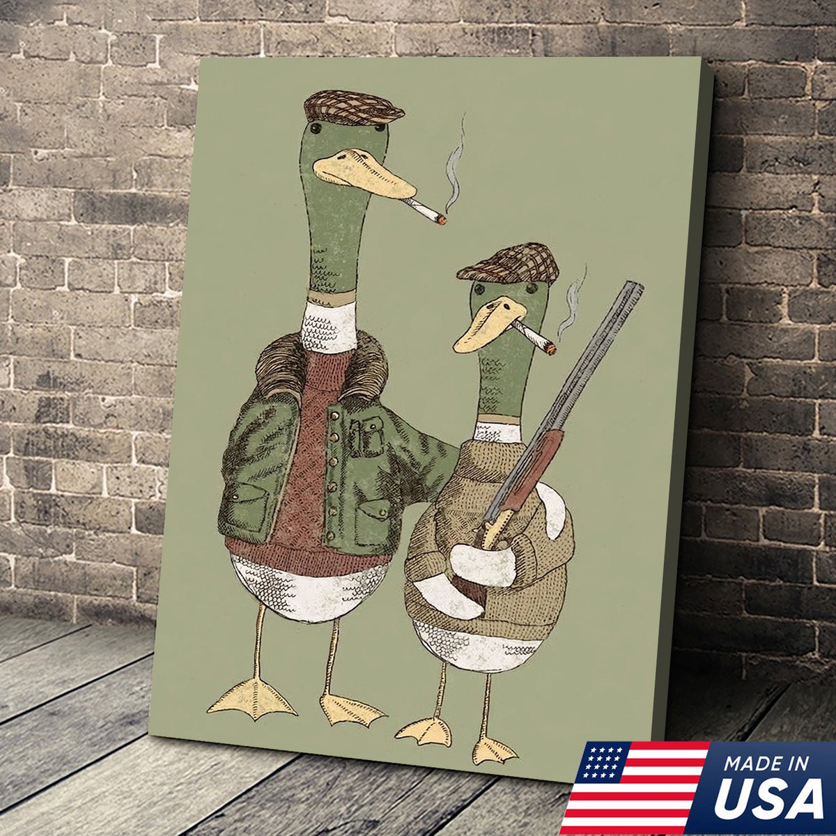 Funny Hunting Duck Wall Art, Duck Hunter Canvas, Gift for Hunter