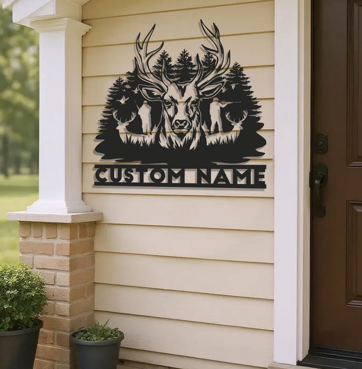 Personalized Deer Hunting Metal Sign WITH LED/WITHOUT LED – Custom Name Buck Wall Art
