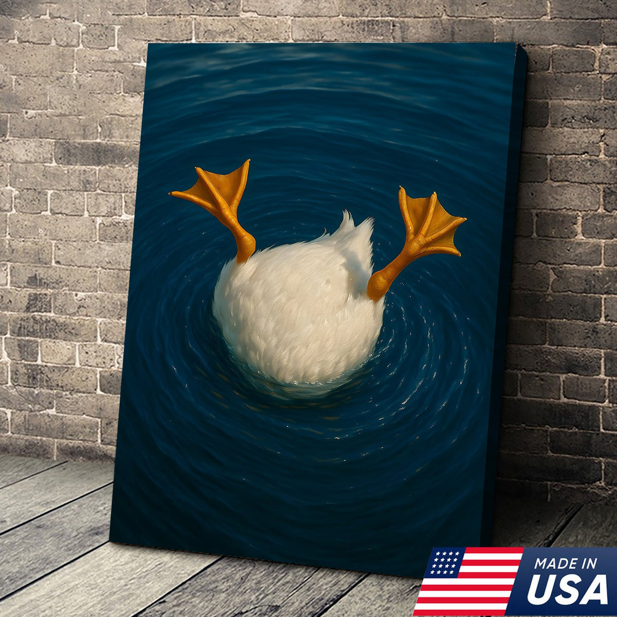 Funny Diving Duck Canvas Wall Art – Hilarious Hunting Cabin & Farmhouse Décor Gift for Hunters