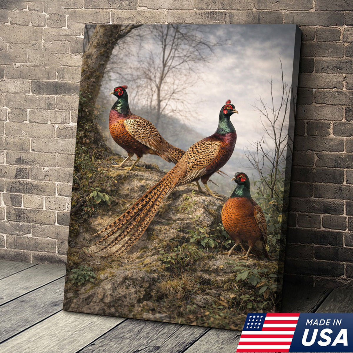 Pheasant Hunting Canvas Wall Art – Upland Bird Hunting Decor for Hunter Home