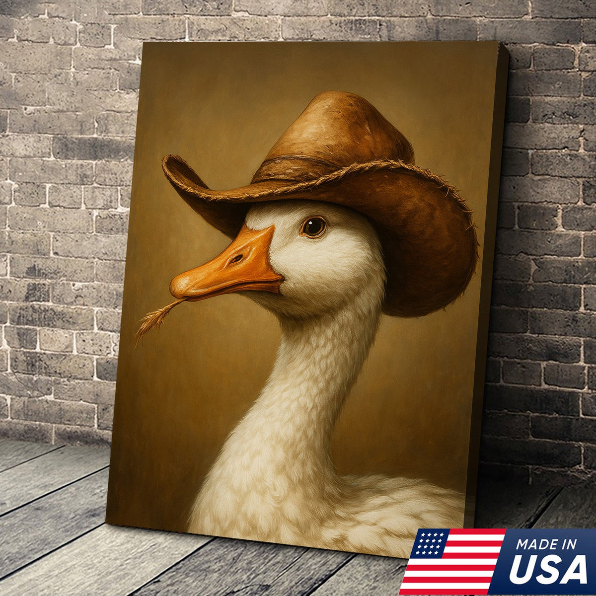 Cowboy Duck Canvas – Rustic Farmhouse & Cabin Wall Art Unique Gift for Dad or Hunter