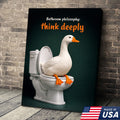 Think Deeply Duck Canvas Print – Funny Bathroom Philosophy Wall Art