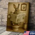 Funny Bunny Rabbit Bathroom Canvas – Unique Rustic Wildlife Decor Gift for Hunting Enthusiasts