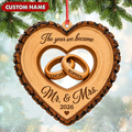 Personalized Mr and Mrs Christmas Ornament Custom Couple Wedding Keepsake