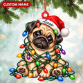 Personalized Pug Christmas Ornament Custom Name Festive Dog Keepsake