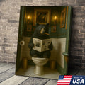 Funny Bear Bathroom Canvas – Toilet Humor Animal Wall Art Gift for Hunters