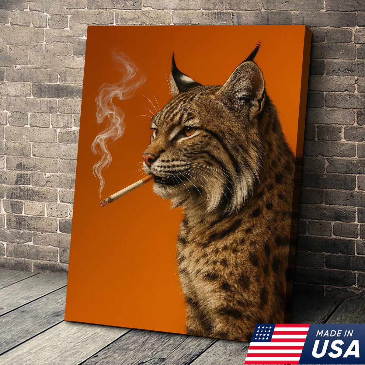 Bobcat Canvas Wall Art – Rustic Wildlife Decor – Hunting Cabin Artwork – Mountain Lodge Wall Hanging